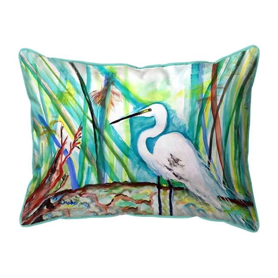 Betsy Drake HJ1515 Egret in Marsh Large Indoor & Outdoor Pillow - 16 x 20 in.