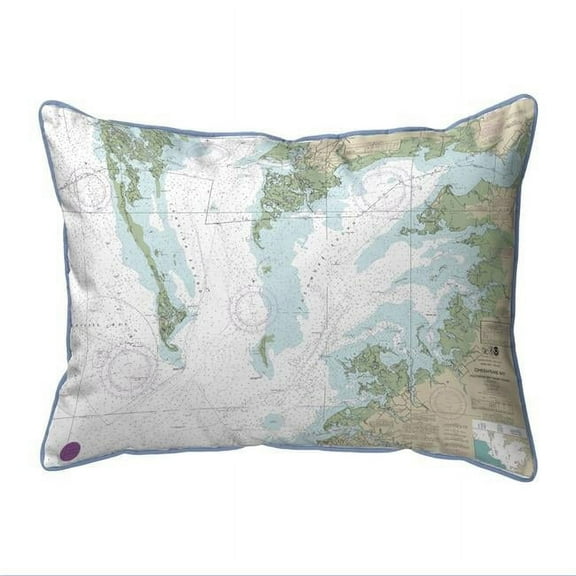 Betsy Drake HJ240CH 16 x 20 in. Chesapeake Bay - Pocomoke & Tangier Sounds, VA Nautical Map Large Corded Indoor & Outdoor Pillow
