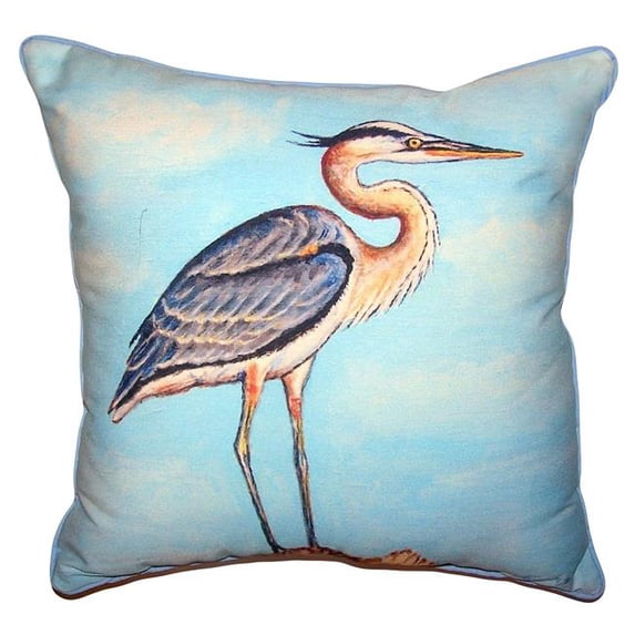 Betsy Drake HJ627 18 x 18 in. Blue Heron on Stump Large Indoor & Outdoor Pillow