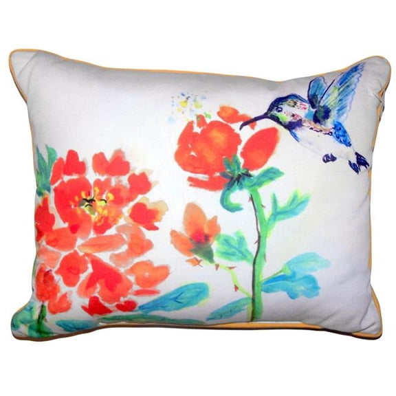 Betsy Drake HJ630 16 x 20 in. Hummingbird & Red Flower Large Indoor & Outdoor Pillow