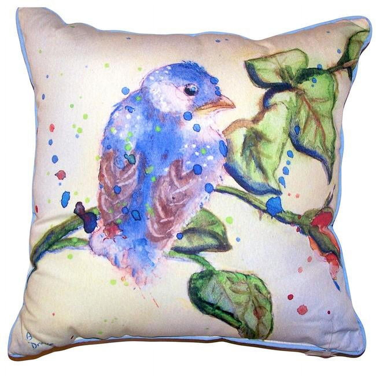 Betsy Drake HJ633 18 x 18 in. Betsys Blue Bird Large Indoor & Outdoor Pillow