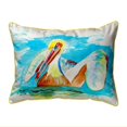thumbnail image 1 of Betsy Drake HJ715 16 x 20 in. Pelican in Teal Large Indoor & Outdoor Pillow, 1 of 3