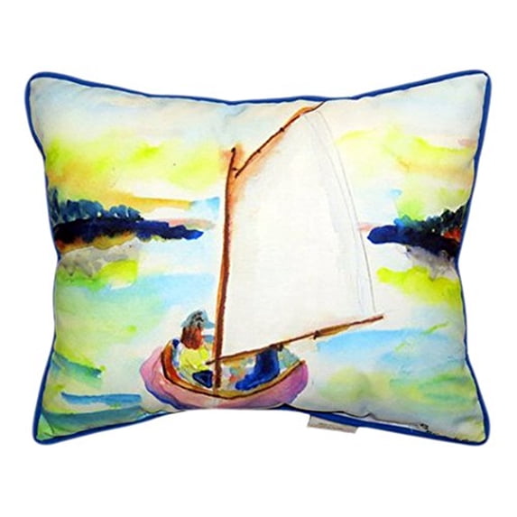 Betsy Drake HJ987 Pink Sailboat Indoor & Outdoor Throw Pillow- 16 x 20 in.