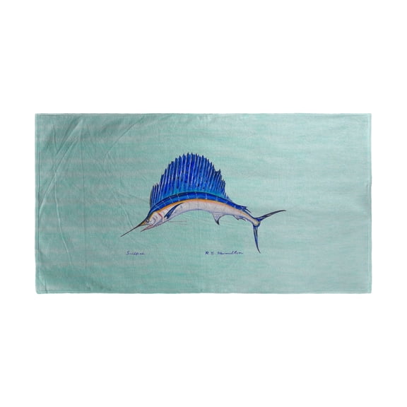 Betsy Drake Aqua Sailfish Beach Towel
