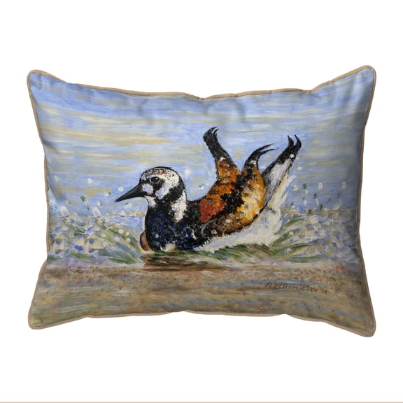 Betsy Drake Interiors Beach Bird Bath Extra Large Zippered Pillow 20x24
