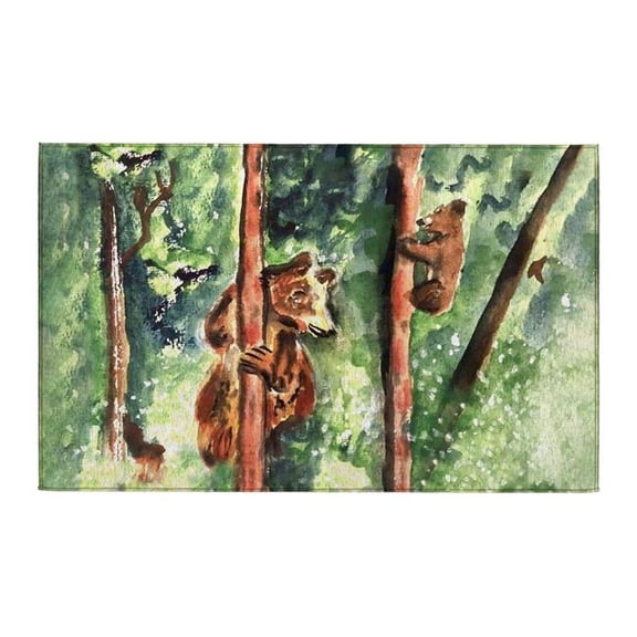 Betsy Drake Interiors DR1595 Bear & Cub Climbing Indoor Dornier Area Rug 20x32