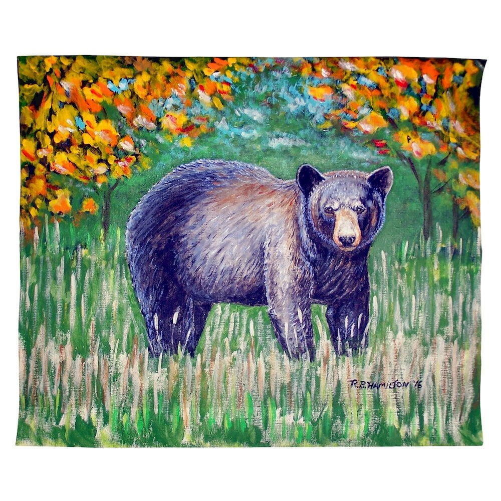 Black Bear Rustic Polyester Outdoor Wall Hanging 24x30