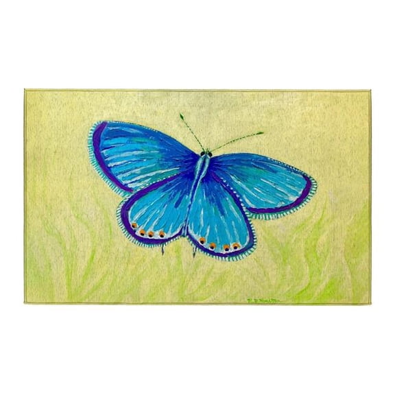 Betsy Drake Interiors DR1557 Blue Azure Butterfly Indoor Dornier Area Rug 20x32