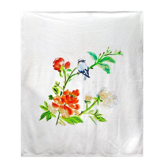 Blue Bird & Flowers Fleece Throw