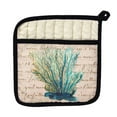 thumbnail image 1 of Betsy Drake PT703B Blue Coral Beige Script Pot Holder, 1 of 1