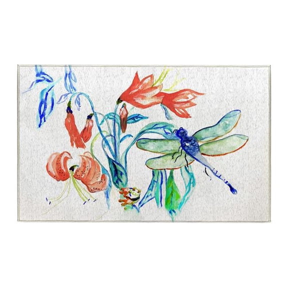 Betsy Drake Interiors DR1503 Blue & Green Dragonfly Indoor Dornier Area Rug 20x32