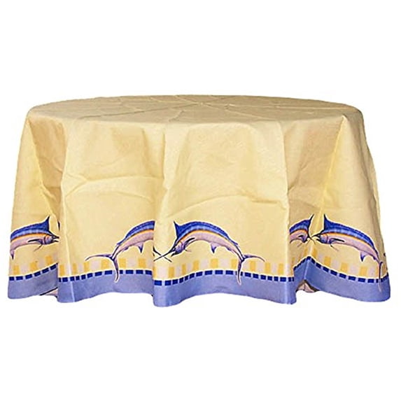 Tablecloth Blue Marlin Polyester Waterproof Table Runner - Betsy Drake Interiors-Color:Blue,Material:Polyester