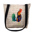 thumbnail image 1 of Betsy Drake Interiors Blue Rooster Beige Script Small Tote Bag 13x13, 1 of 2