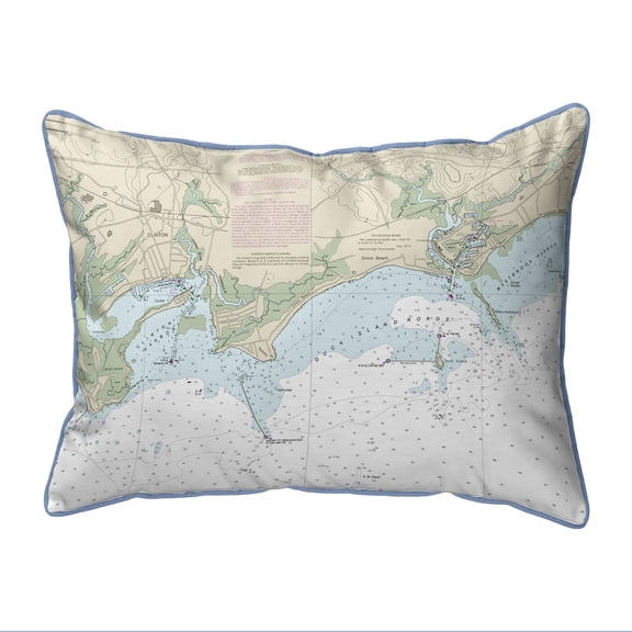 Betsy Drake Interiors Clinton Harbor to Westbrook Harbor, CT Nautical Map Small Corded Indoor/Outdoor Pillow 11x14