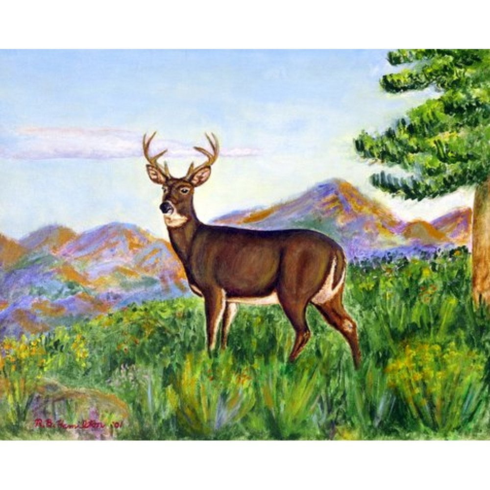 Rustic Polyester Deer in Mountains Wall Hanging 24" x 30"