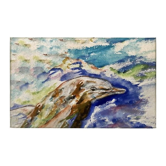 Betsy Drake Interiors DR1580 Dolphin Portrait Indoor Dornier Area Rug 20x32