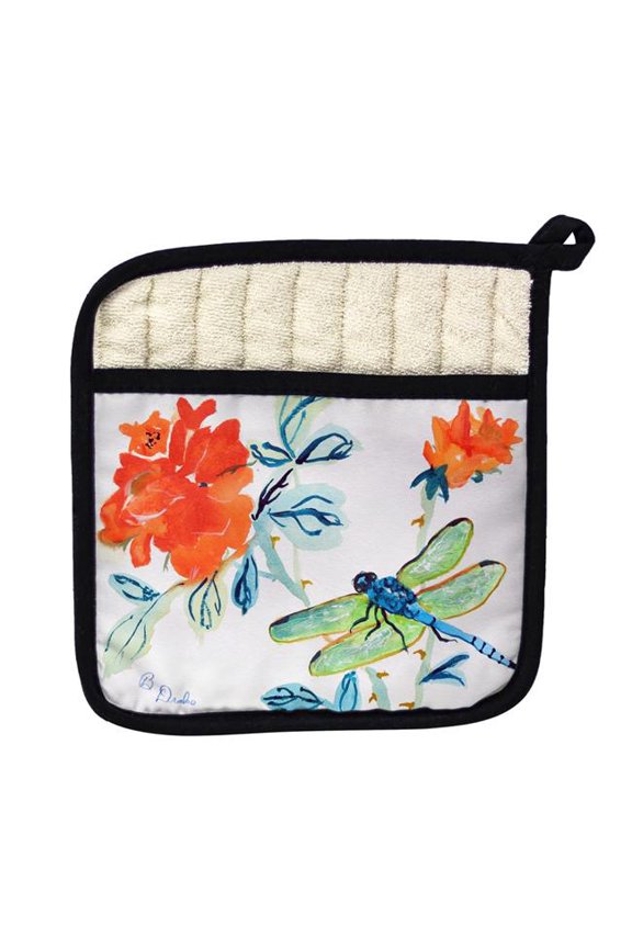 PT1046 Dragonfly & Red Flower Pot Holder