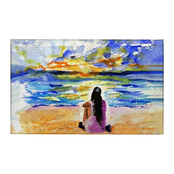 Betsy Drake Interiors DR1582 Girl & Sunset Indoor Dornier Area Rug 20x32