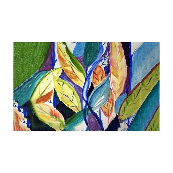 Betsy Drake Interiors Gold Leaves Door Mat 30x50