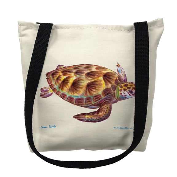 Betsydrake TY044G 18 x 18 in. Green Sea Turtle Tote Bag - Large