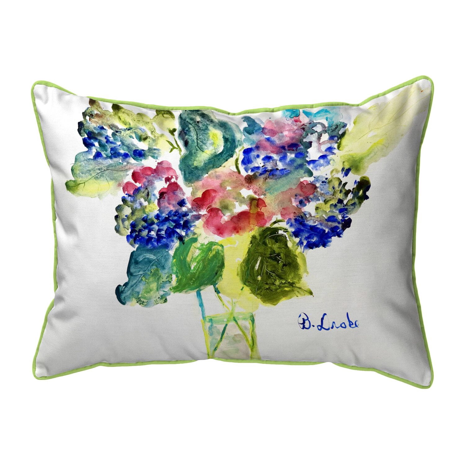 Betsy Drake Interiors HJ1422 16 x 20 in. Vase of Hydrangeas Large Indoor & Outdoor Pillow