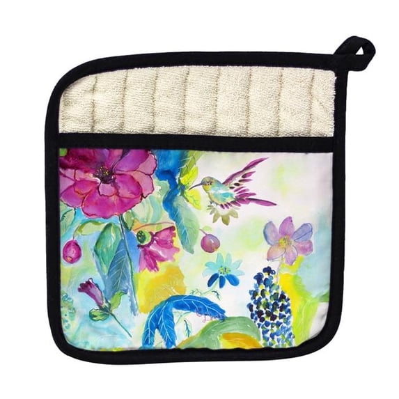 Betsy Drake PT1042 Hummingbird & Garden Pot Holder
