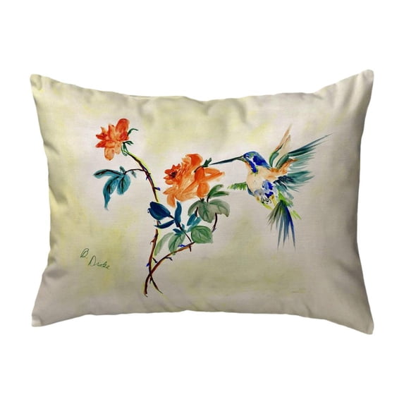 Betsy Drake Interiors Hummingbird & Rose Small Noncorded Pillow 11x14