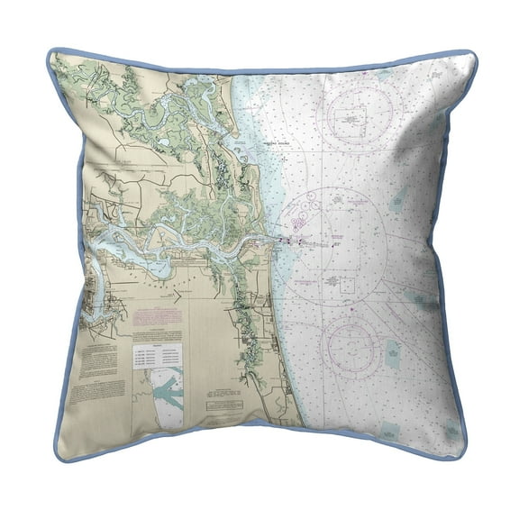 Betsy Drake SN11488JB Jacksonville, FL Nautical Map Small Corded Indoor & Outdoor Pillow - 12 x 12 in.