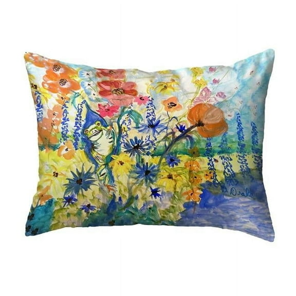 Betsy Drake Interiors KS1418 11 x 14 in. Frog & Garden Small Noncorded Pillow
