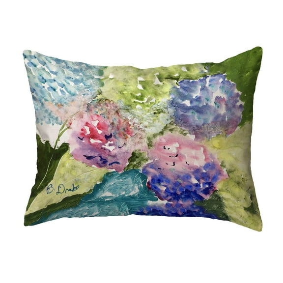 Betsy Drake Interiors KS1419 11 x 14 in. Pink & Purple Hydrangeas Small Noncorded Pillow