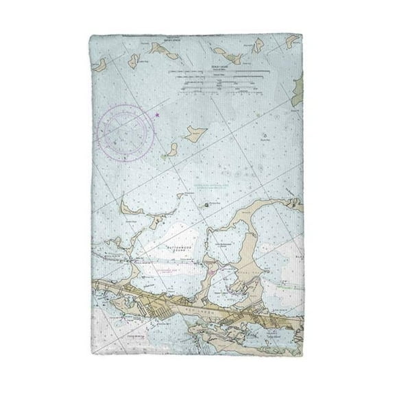 Betsy Drake Key Largo, FL Nautical Map Kitchen Towel