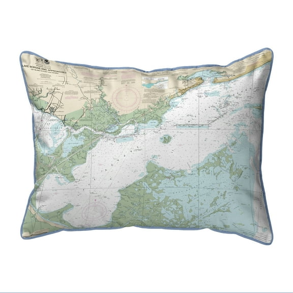 Betsy Drake Interiors Lake Borgne and Approaches, LA Nautical Map Large Corded Indoor/Outdoor Pillow 16x20