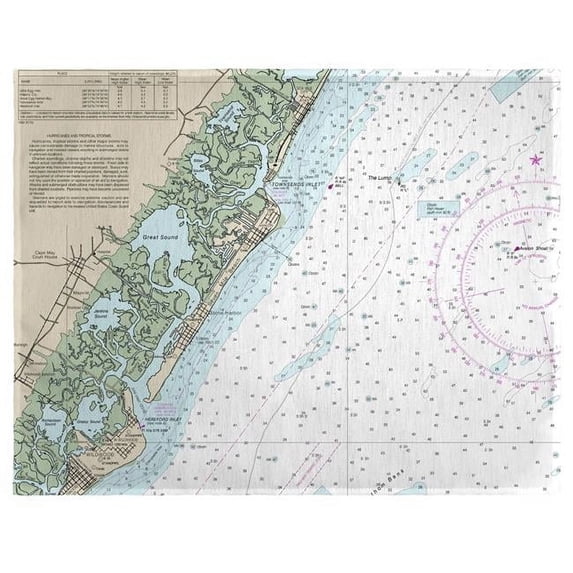 Betsy Drake Interiors Little Egg Inlet to Hereford Inlet - Avalon, NH Nautical Map Place Mat Set of 4