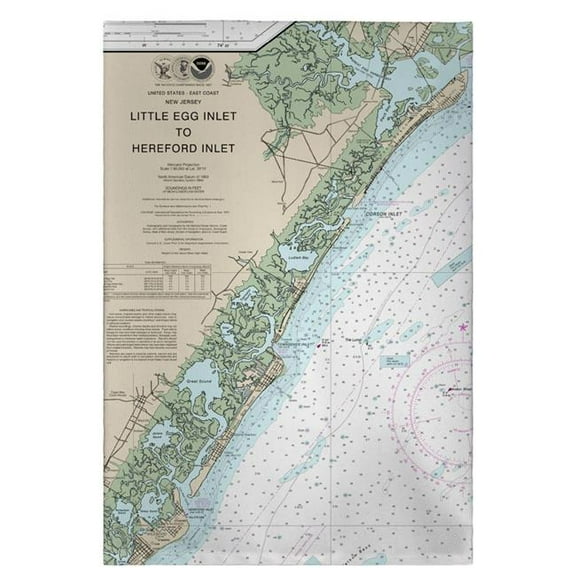 Betsy Drake Interiors Little Egg Inlet to Hereford Inlet - Avalon, NJ Nautical Map Guest Towel