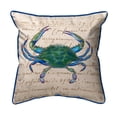 thumbnail image 1 of Betsy Drake Interiors Male Blue Crab Beige Large Indoor/Outdoor Pillow 18x18, 1 of 1
