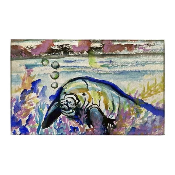 Betsy Drake Interiors DR1581 Manatee & Bubbles Indoor Dornier Area Rug 20x32