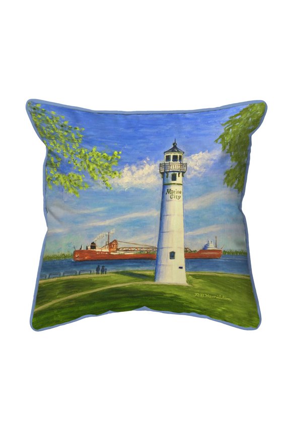 Interiors Marine City Lighthouse, MI Extra Large Zippered Pillow 22x22