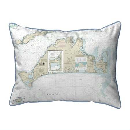 Betsy Drake Interiors Martha's Vineyard, MA Nautical Map Large Corded Indoor/Outdoor Pillow 16x20