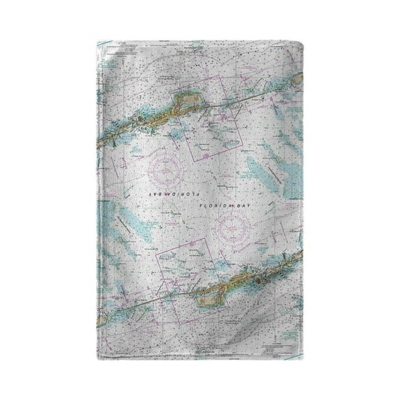 Betsy Drake Interiors Miami to Marathon & Florida Bay, FL Nautical Map Beach Towel