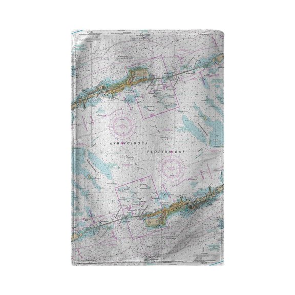 Betsy Drake Interiors Miami to Marathon & Florida Bay, FL Nautical Map Kitchen Towel