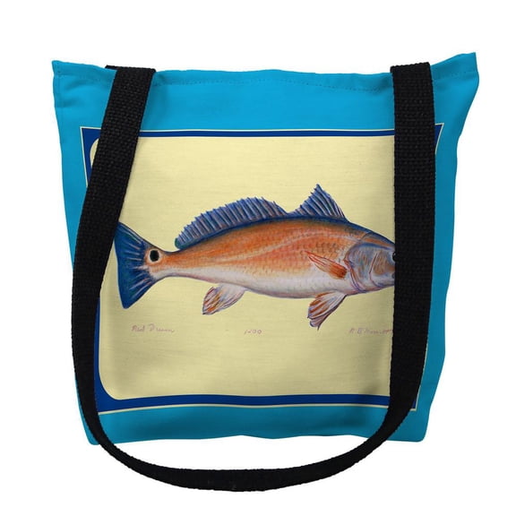 Betsydrake TY007CS 13 x 13 in. Multi Fish III Border Tote Bag - Small