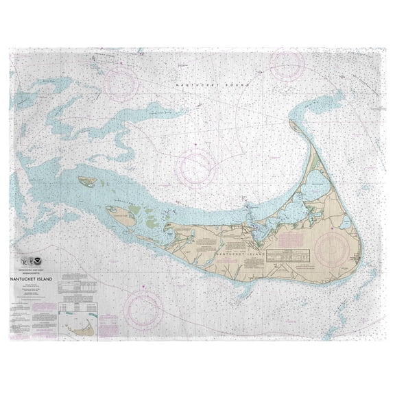 Betsy Drake Interiors Nantucket Island, MA Nautical Map Place Mat Set of 4