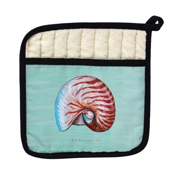 Betsy Drake Interiors Nautilus Shell - Teal Pot Holder