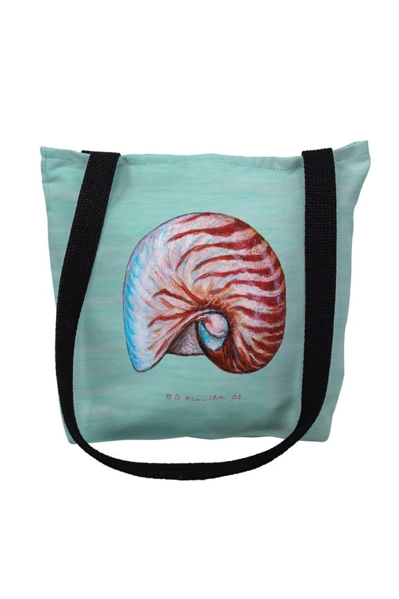 TY118CS 13 x 13 in. Nautilus Shell on Aqua Small Tote Bag