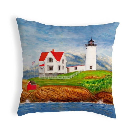 Betsy Drake Interiors Nubble Lighthouse Small No-Cord Pillow 11x14