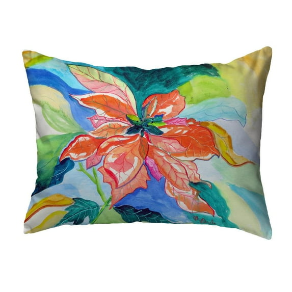 Betsy Drake Interiors Peach Poinsettia Noncorded Indoor/Outdoor Pillow 16x20