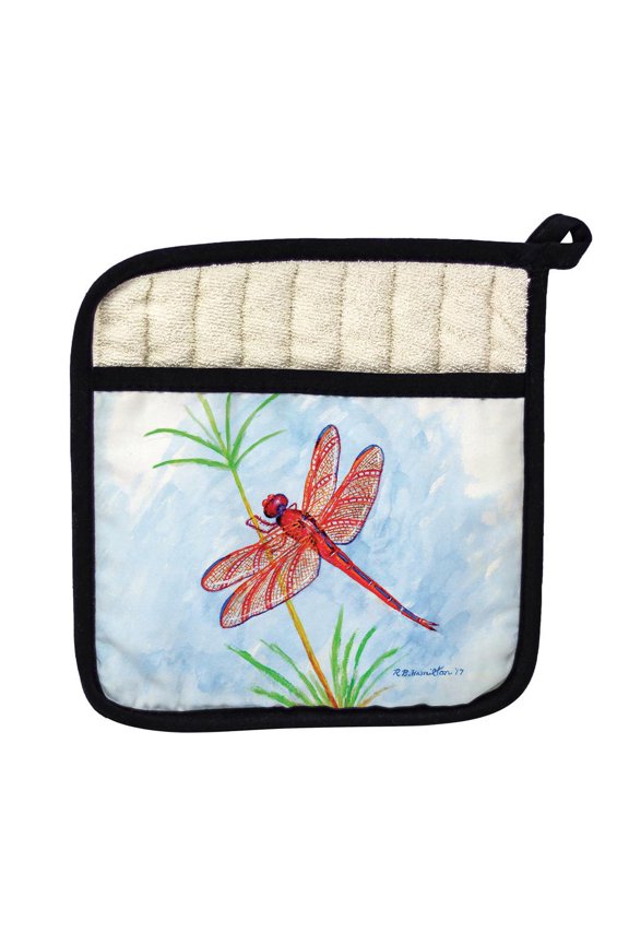 Betsy Drake PT773 Red Dragonfly Pot Holder