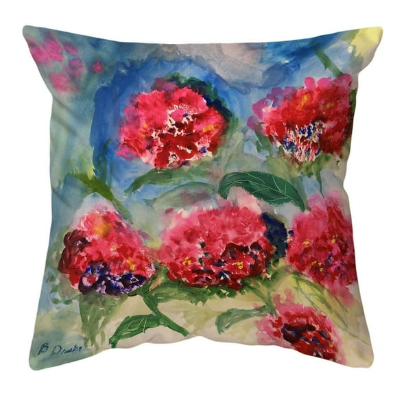Betsy Drake Interiors Red Geraniums Small Noncorded Indoor/Outdoor Pillow 12x12