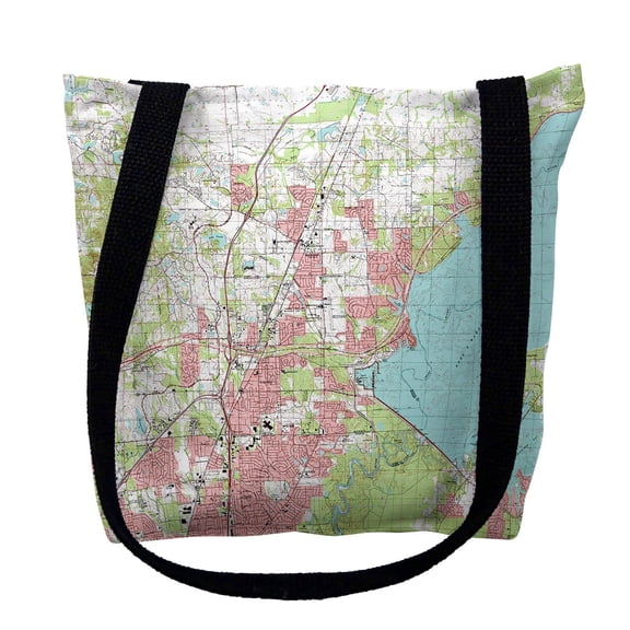 Ross Barnett Reservoir, Pearl River, MS Nautical Map Medium Tote Bag 16x16 - 16 inches x 16 inches