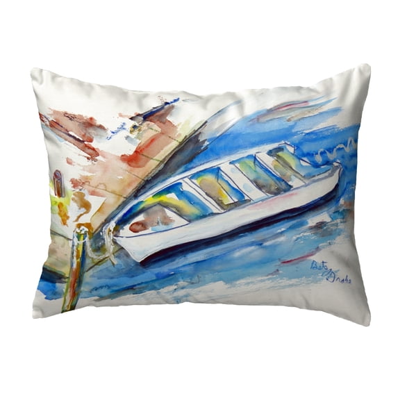 Betsy Drake Interiors Rowboat at Dock Small No-Cord Pillow 11x14
